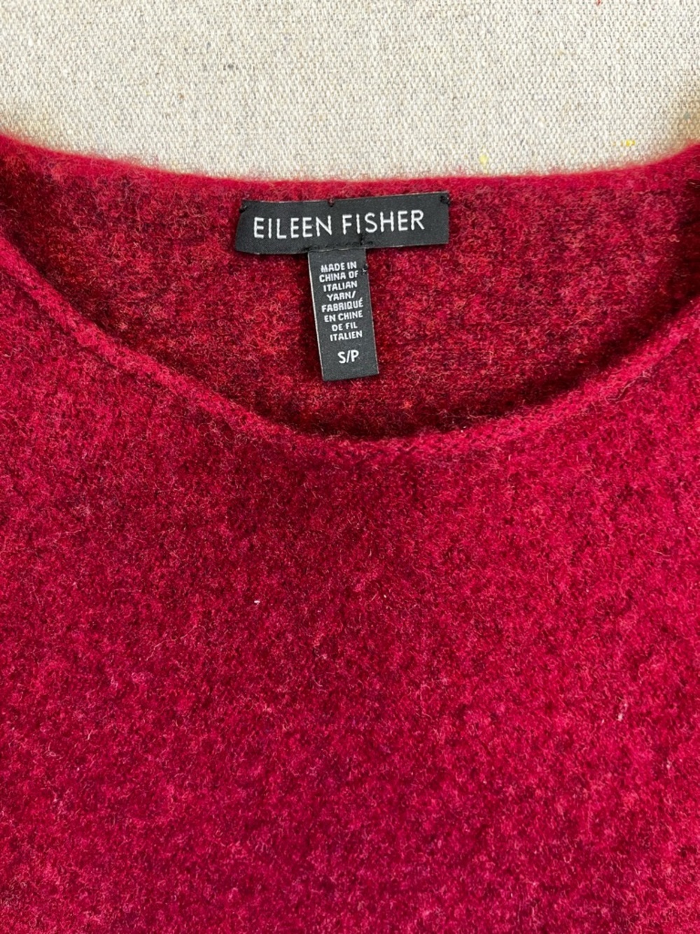 Eileen Fisher Red Cashmere Blend Sweater Women’s Small Crew Neck - Picture 2 of 9
